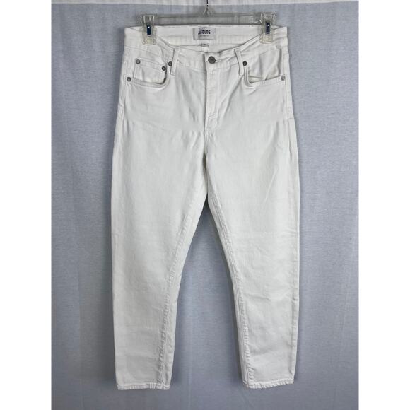 Adolde Jeans Toni Mid Rise Straight White Denim Minimalist Capsule Basic Casual - Picture 1 of 9